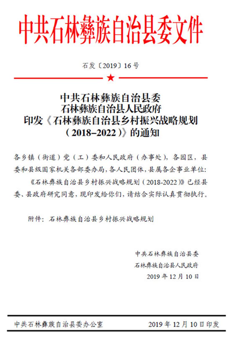 石林彝族自治县人民政府办公室发展规划概览