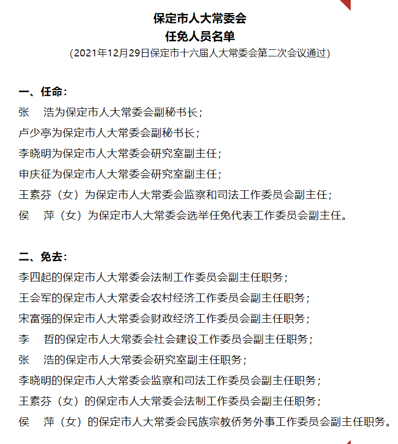 保定市粮食局人事任命最新动态